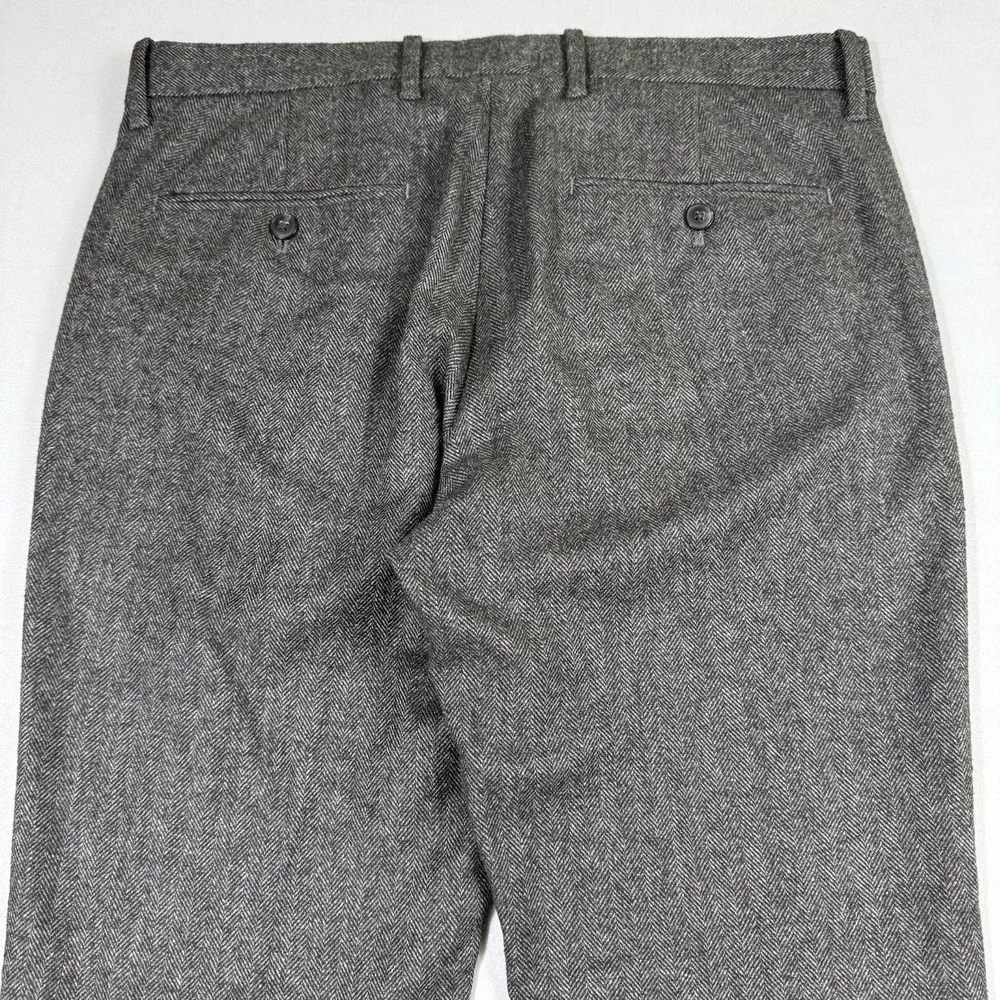 Gap Mens Slim Fit Herringbone Twill Wool Blend Trousers 32x30 Grey Dress Pants